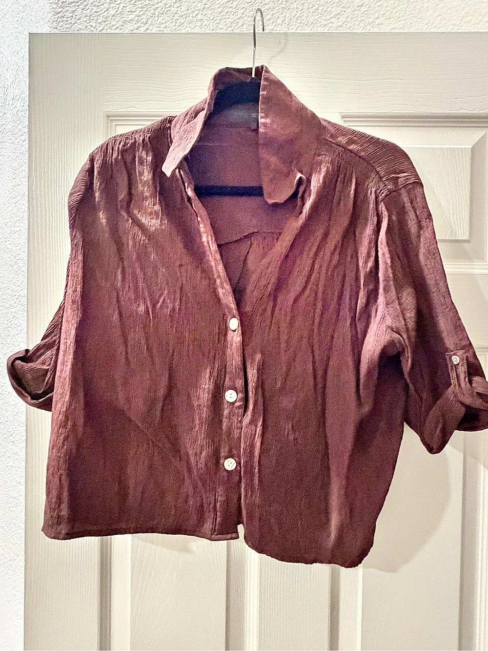 ZARA Flowy Brown Button Front Top and Flowy Straight Pants XL
